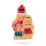 Charming Gingerbread Family Blown Glass Christmas Ornament