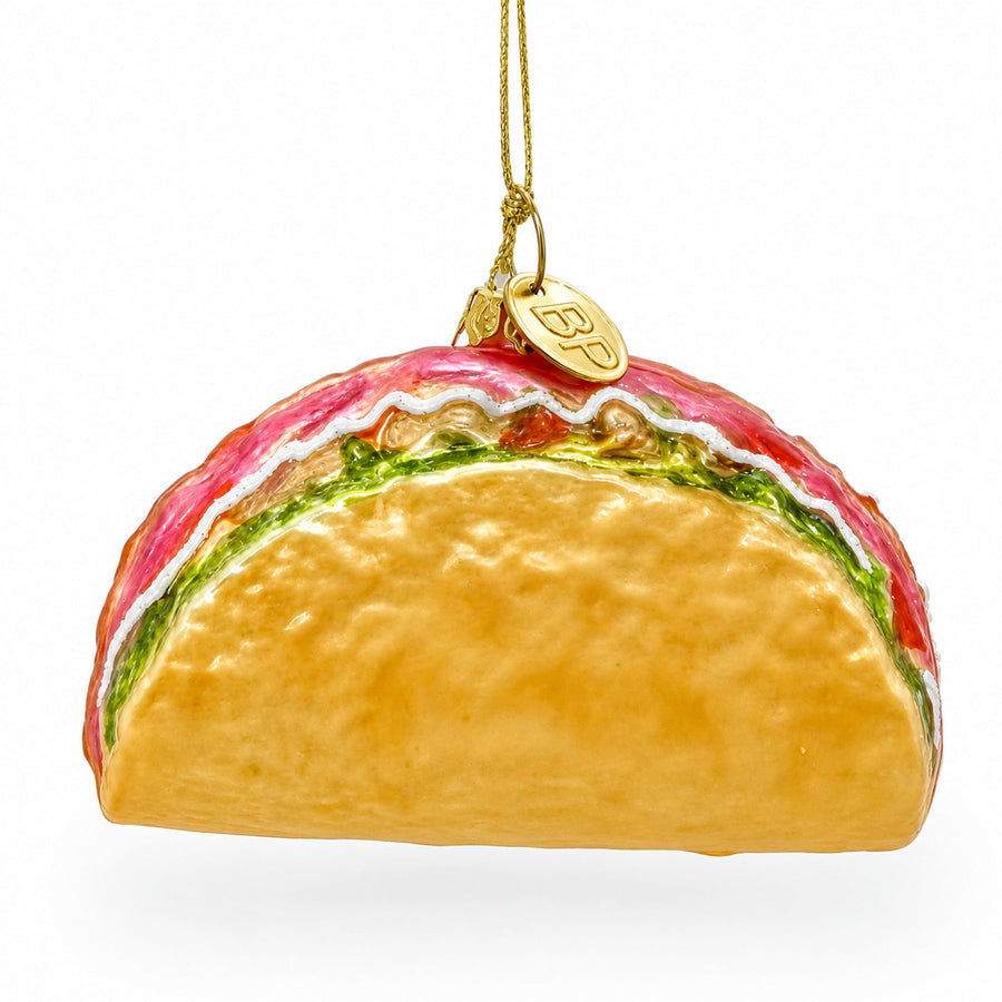 Taco Shell with Toppings Glass Christmas Ornament