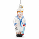 Nautical Sailor Glass Christmas Ornament