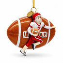 Football Player Glass Christmas Ornament