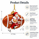 Football Player Glass Christmas Ornament