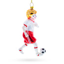 Sporty Girl Playing Soccer Blown Glass Christmas Ornament