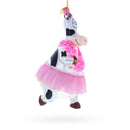 Whimsical Dancing Cow in Pink Blown Glass Christmas Ornament