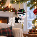 Cat in Black Costume Holding Fish Glass Christmas Ornament