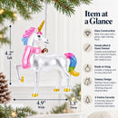 Rainbow Unicorn Glass Christmas Ornament