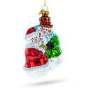 Snowman Family with Baby Blown Glass Christmas Ornament