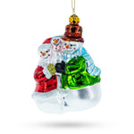 Snowman Family with Baby Blown Glass Christmas Ornament