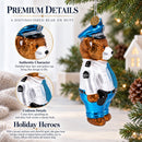 Police Bear Glass Christmas Ornament