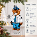 Police Bear Glass Christmas Ornament