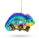 Colorful Rainbow Chameleon Blown Glass Christmas Ornament