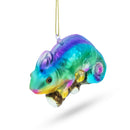 Colorful Rainbow Chameleon Blown Glass Christmas Ornament