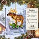 Reindeer on Grass Glass Christmas Ornament
