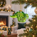 Green Dinosaur with Beads Glass Christmas Ornament