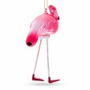Pink Flamingo Glass Christmas Ornament