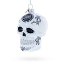 Mystical White Skull Blown Glass Christmas Ornament