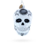 Mystical White Skull Blown Glass Christmas Ornament