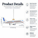 Passenger Jet Airplane Glass Christmas Ornament