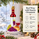 Red Wine with Snacks Glass Christmas Ornament