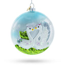 Loving Swans Couple Blown Glass Christmas Ornament