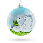 Loving Swans Couple Blown Glass Christmas Ornament