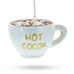 Cozy Hot Cocoa Cup Blown Glass Christmas Ornament