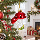 Red Mushrooms Glass Christmas Ornament