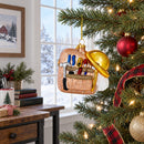 Construction Worker Toolbox Glass Christmas Ornament