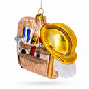 Construction Worker Toolbox Glass Christmas Ornament