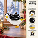 Penguin Skating Glass Christmas Ornament