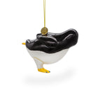 Playful Penguin Skating Blown Glass Christmas Ornament