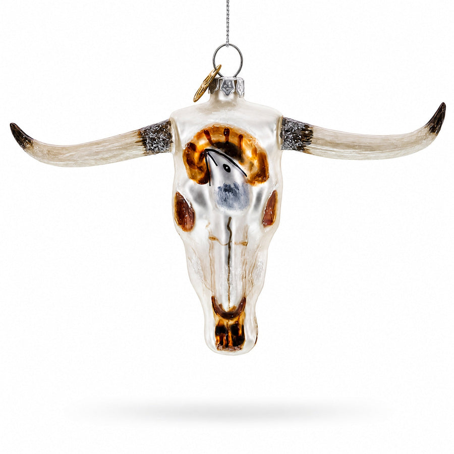 Cow Skull Glass Christmas Ornament