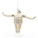 Rustic Cow Skull Blown Glass Christmas Ornament