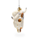 Rustic Cow Skull Blown Glass Christmas Ornament