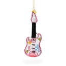 Blossom-Adorned Guitar Blown Glass Christmas Ornament