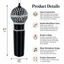 Black Microphone Glass Christmas Ornament