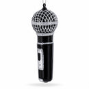 Black Microphone Glass Christmas Ornament