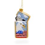 Lighter with USA Flag and Eagle Blown Glass Christmas Ornament