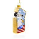 Lighter with USA Flag and Eagle Blown Glass Christmas Ornament