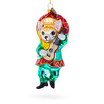 Mariachi Chihuahua Guitarist Glass Christmas Ornament