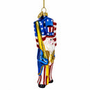 Uncle Sam Santa Holding USA Flag Glass Christmas Ornament