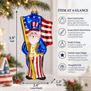 Uncle Sam Santa Holding USA Flag Glass Christmas Ornament