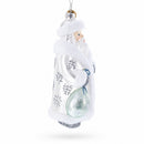 Santa in Elegant White Glass Christmas Ornament