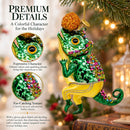 Chameleon Lizard Glass Christmas Ornament