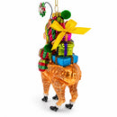 Lama Carrying Gifts Glass Christmas Ornament