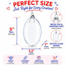 Set of 3 Oval Flat Discs Clear Glass Christmas Ornament, 5 Inches