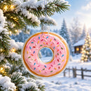 Doughnut Clear Glass Christmas Ornament