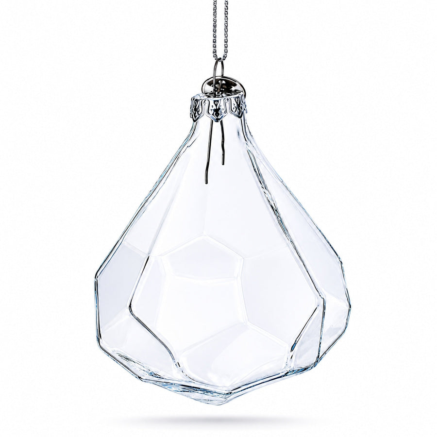 Diamond Shape Clear Glass Christmas Ornament 3.6 Inches