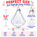 Diamond Shape Clear Glass Christmas Ornament 3.6 Inches