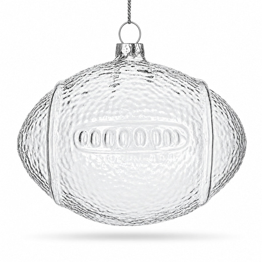 Football Clear Glass Christmas Ornament