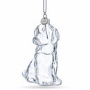 Dog with Festive Bow Clear Glass Christmas Ornament